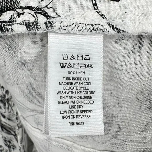 Joie Black & White Floral Print 100 Linen Longline Business Casual Blazer Jacket - Picture 12 of 12